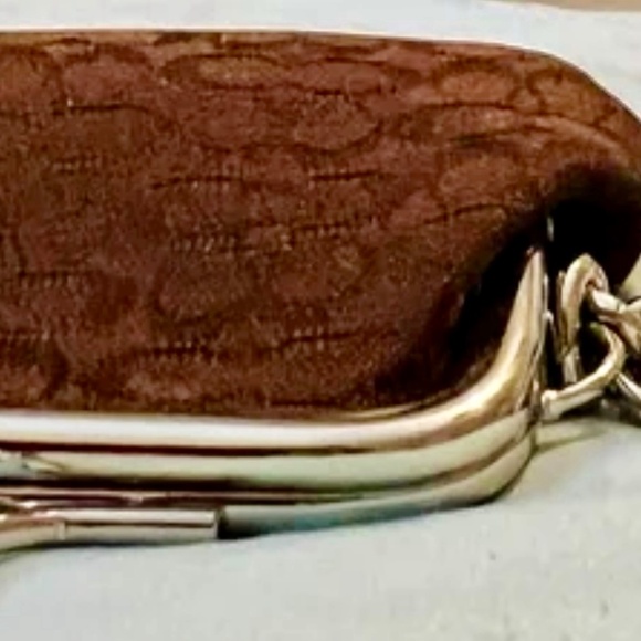 Vintage Coach KISS Lock Mini Signature C Coin Purse / Key Chain BROWN/SLVR NWT - Picture 6 of 7